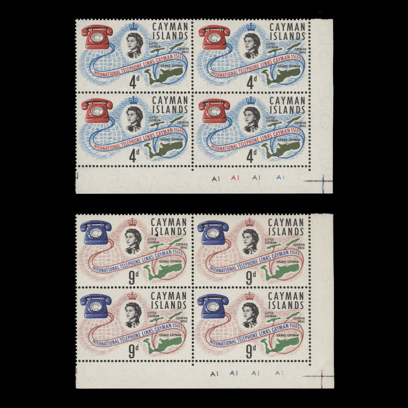 Cayman Islands 1966 (MNH) International Telephone Links plate blocks