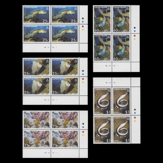 Cayman Islands 2006 (MNH) Aquatic Treasures traffic light/plate blocks