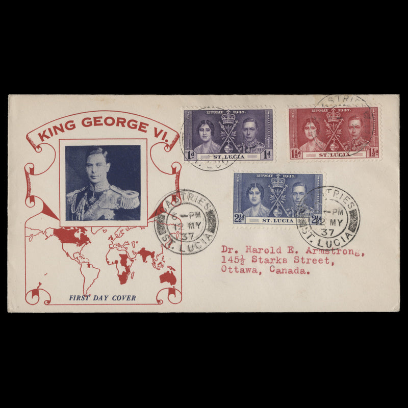 Saint Lucia 1937 (FDC) Coronation, CASTRIES