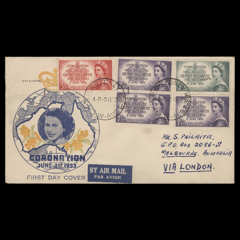 Australia 1953 Coronation day flight cover, SYDNEY