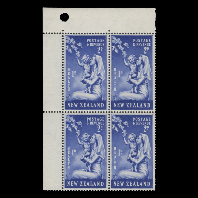New Zealand 1949 (Variety) 2d+1d Nurse and Child block with dot flaw