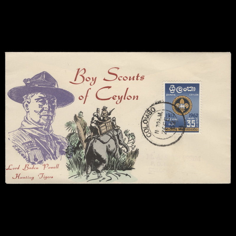 Ceylon 1962 (FDC) 35c Scouting Golden Jubilee, COLOMBO