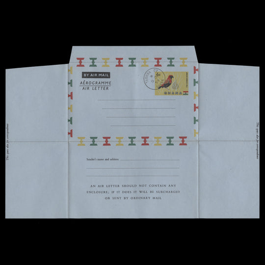 Ghana 1959 (FDA) 6d Fire-Crowned Bishop aerogramme, TARKWA