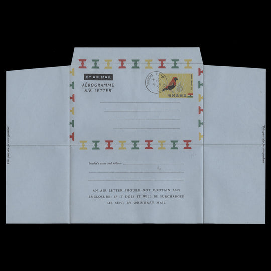 Ghana 1959 (FDA) 6d Fire-Crowned Bishop aerogramme, TARKWA