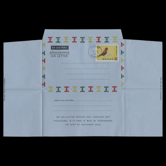 Ghana 1961 (FDA) 6d Fire-Crowned Bishop Aerogramme, ACCRA