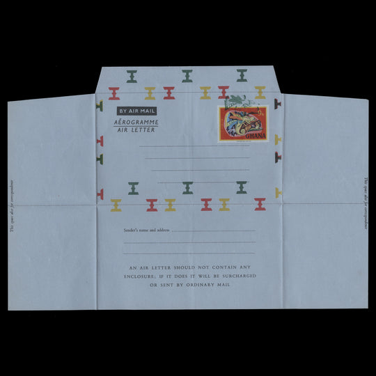 Ghana 1967 (Variety) 9np Chameleon Aerogramme with green shift