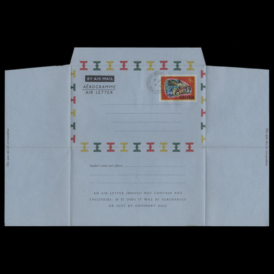 Ghana 1967 (FDA) 9np Chameleon Aerogramme, PARLIAMENT HOUSE