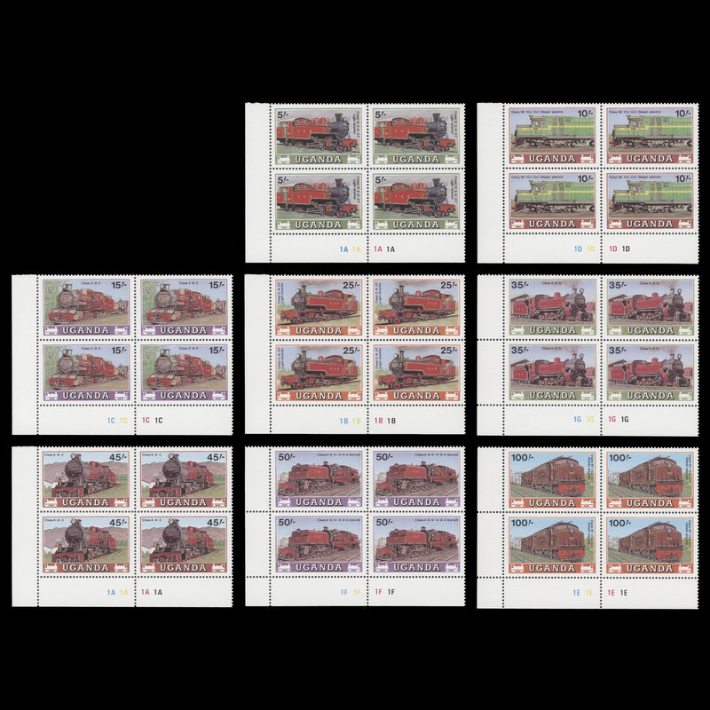 Uganda 1988 (MNH) Locomotives plate blocks