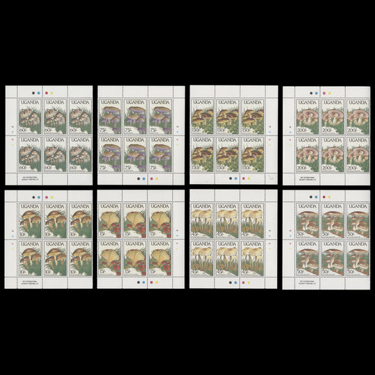 Uganda 1989 (MNH) Fungi plate blocks