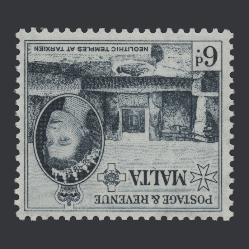 Malta 1956 (Variety) 6d Neolithic Temples with inverted watermark