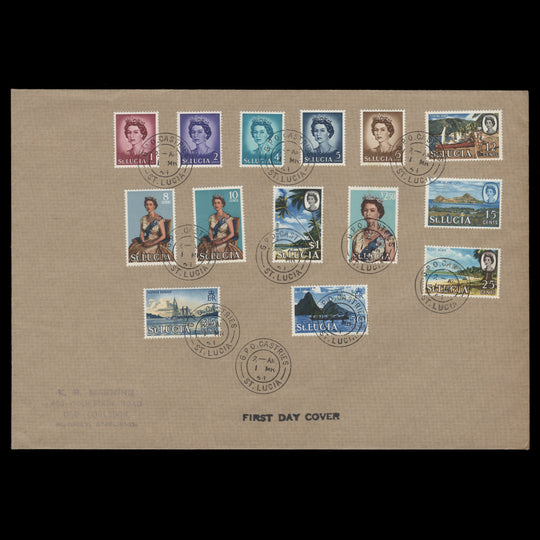 Saint Lucia 1964 Definitives first day cover, CASTRIES