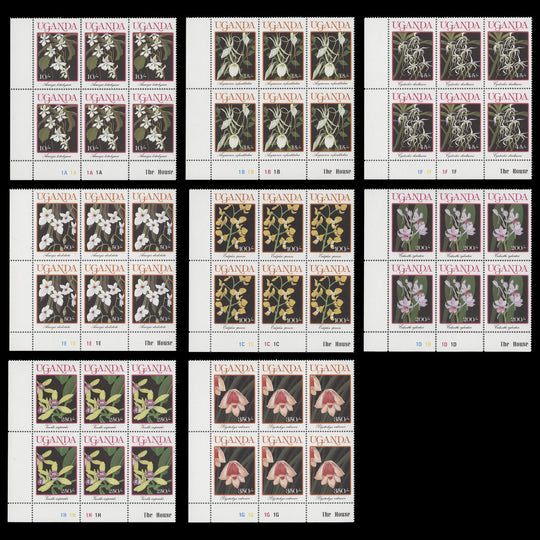 Uganda 1989 (MNH) Orchids plate blocks