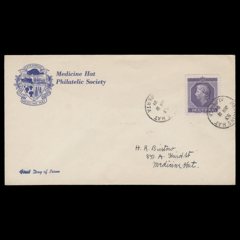 Canada 1953 Coronation day cover, MEDICINE HAT