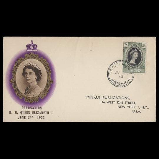 Jamaica 1953 (FDC) 2d Coronation, CROSS ROADS