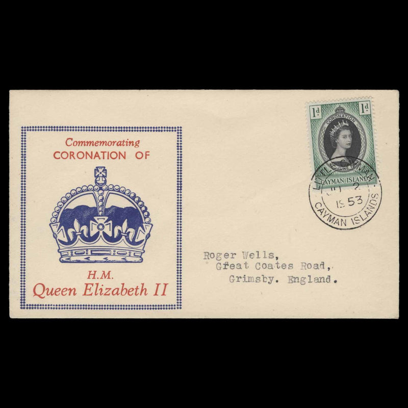 Cayman Islands 1953 (FDC) 1d Coronation, LITTLE CAYMAN