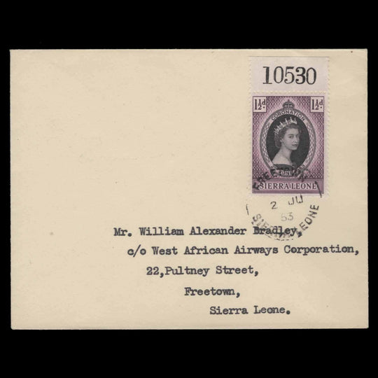 Sierra Leone 1953 (FDC) 1½d Coronation, FREETOWN
