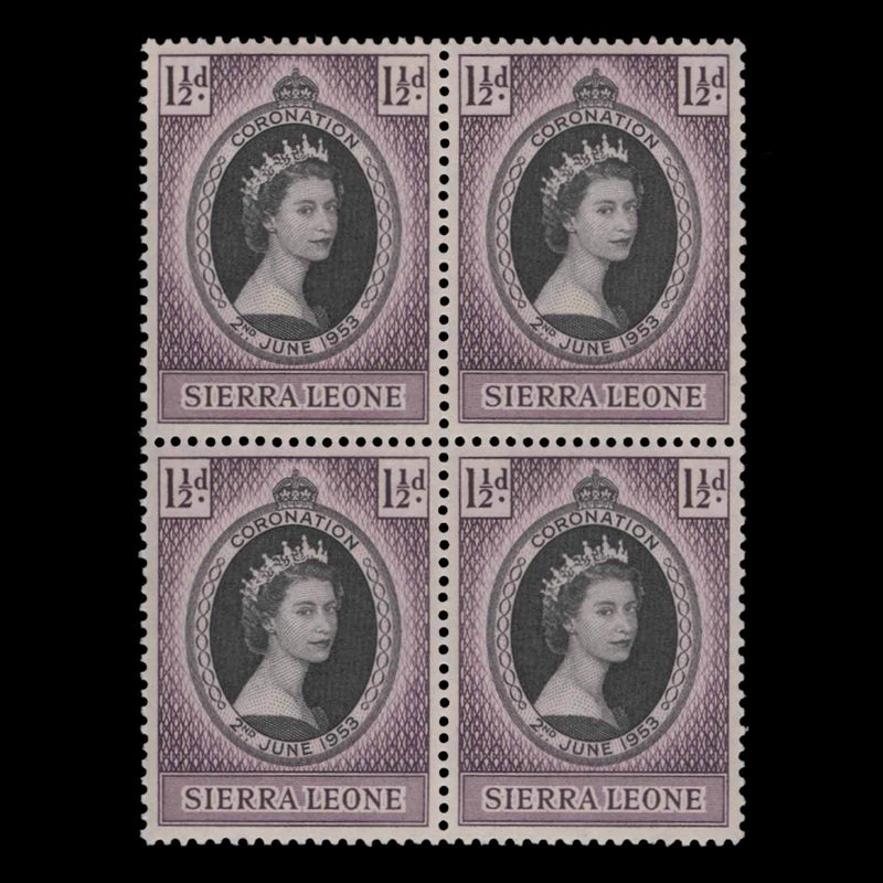Sierra Leone 1953 (MNH) 1½d Coronation block
