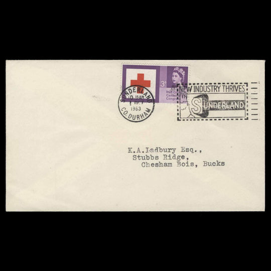 Great Britain 1963 New Industry Thrives in Sunderland slogan, first day