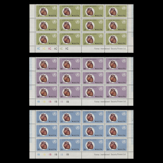 Malta 1972 (MNH) World Health Day imprint/plate blocks