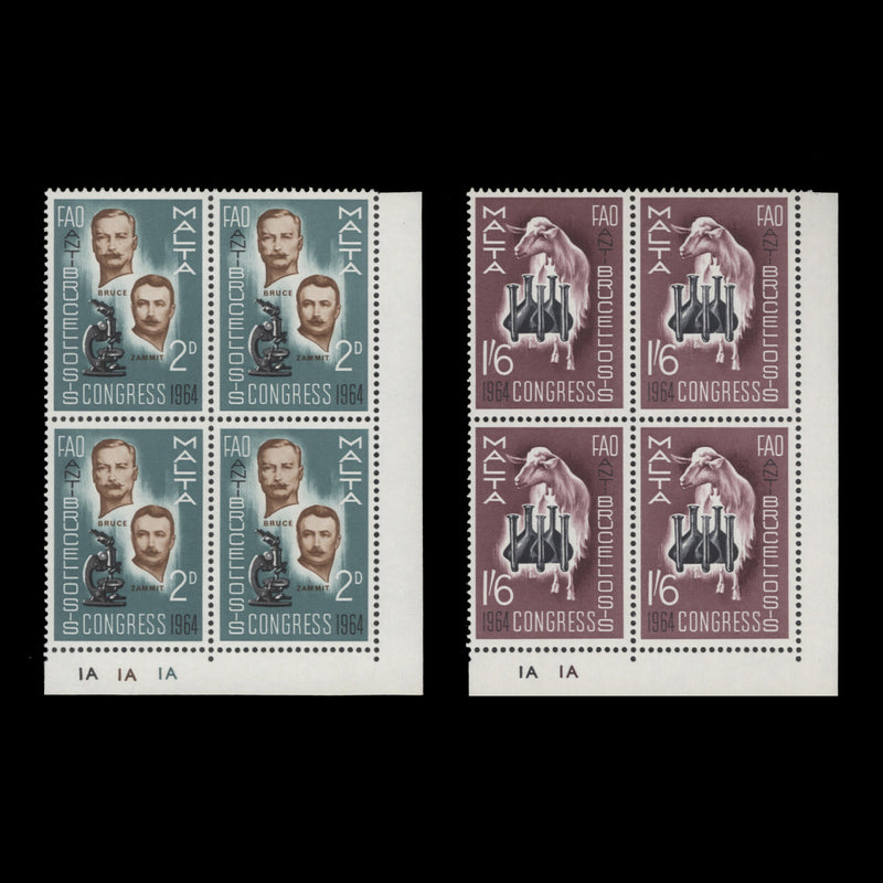 Malta 1964 (MNH) Anti-Brucellosis Congress plate blocks