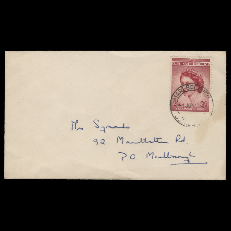 Southern Rhodesia 1953 (FDC) 2s6d Coronation, MARLBOROUGH