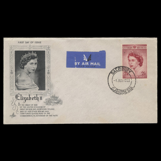 Southern Rhodesia 1953 (FDC) 2s6d Coronation, SALISBURY