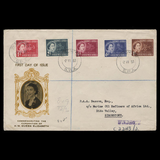 South West Africa 1953 (FDC) Coronation, WINDHOEK