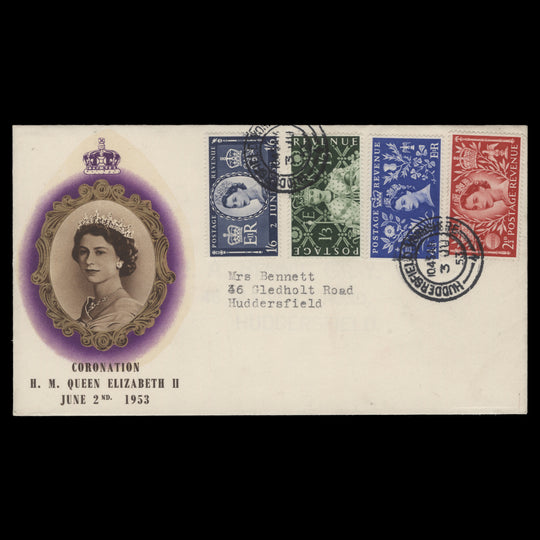 Great Britain 1953 Coronation first day cover, HUDDERSFIELD
