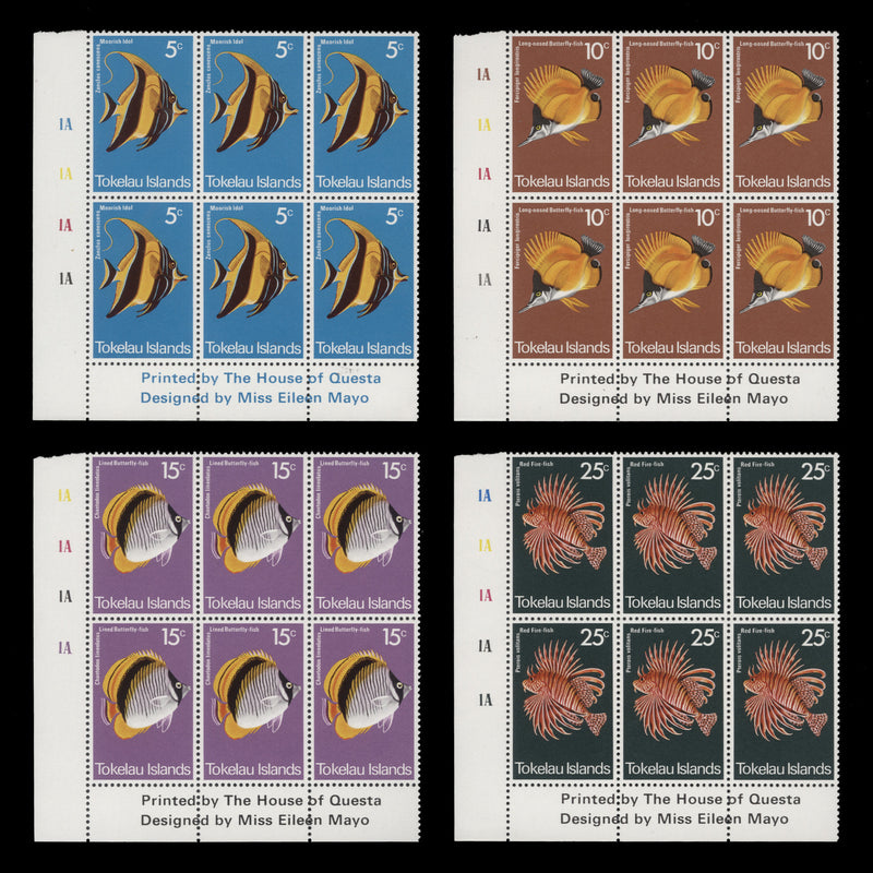 Tokelau 1975 (MNH) Tropical Fish imprint/plate blocks