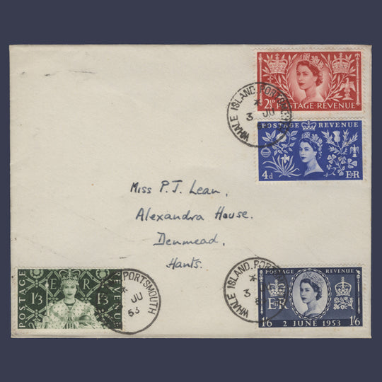 Great Britain 1953 Coronation first day cover, WHALE ISLAND