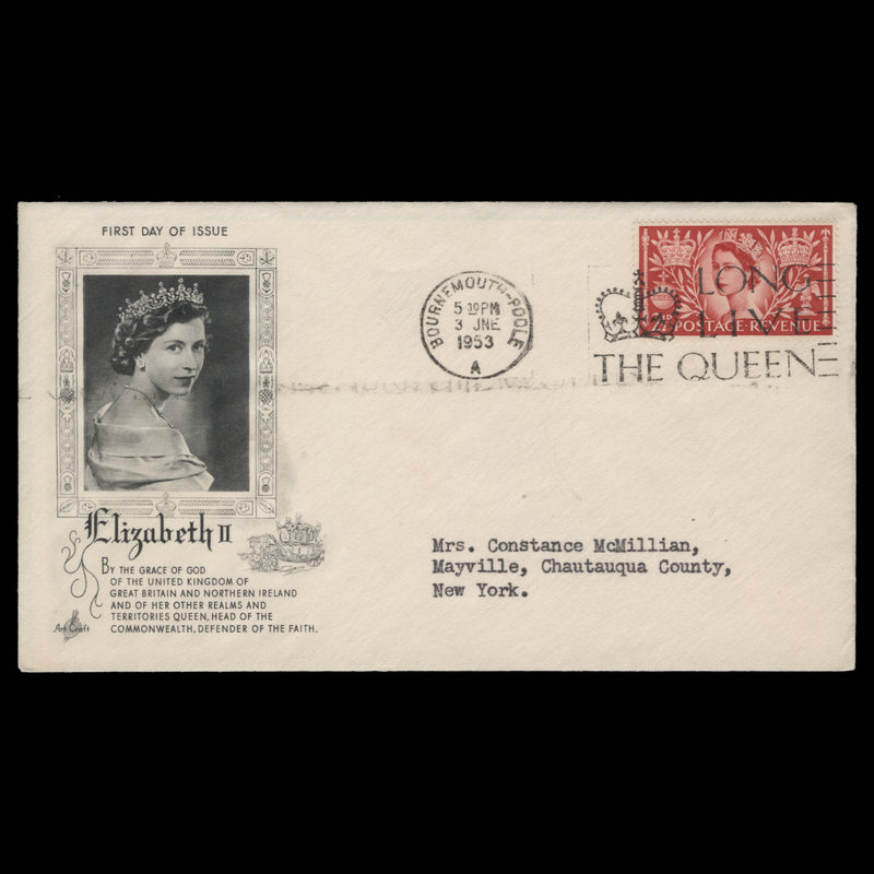Great Britain 1953 (FDC) 2½d Coronation, BOURNEMOUTH-POOLE