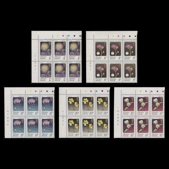 Pitcairn Islands 1973 (MNH) Flowers plate blocks
