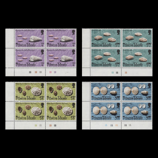 Pitcairn Islands 1974 (MNH) Shells plate blocks