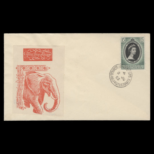 Somaliland Protectorate 1953 (FDC) 15c Coronation, HARGEISA