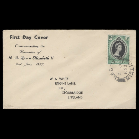 Nigeria 1953 (FDC) 1½d Coronation, LAGOS