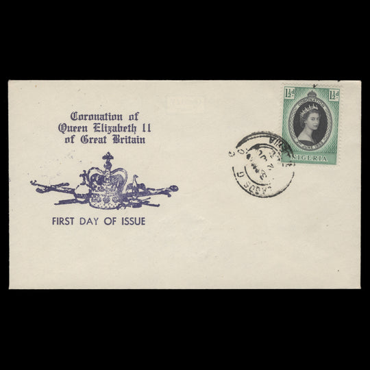 Nigeria 1953 (FDC) 1½d Coronation, LAGOS