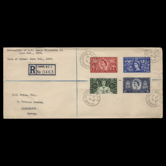 Great Britain 1953 Coronation first day cover, CHARING CROSS