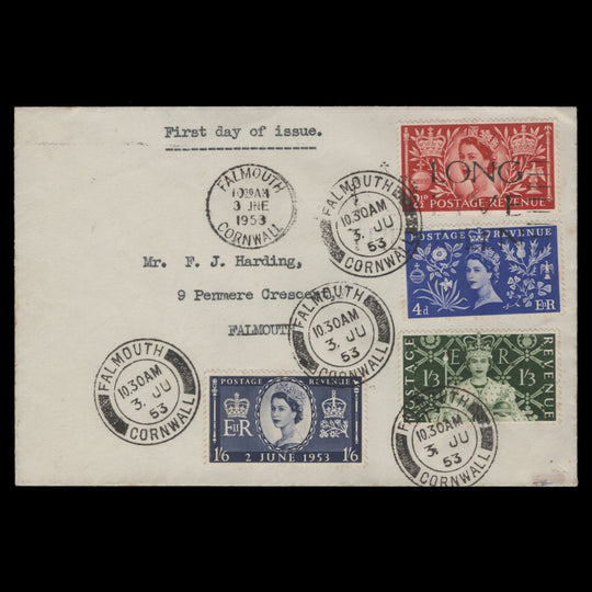 Great Britain 1953 Coronation first day cover, FALMOUTH