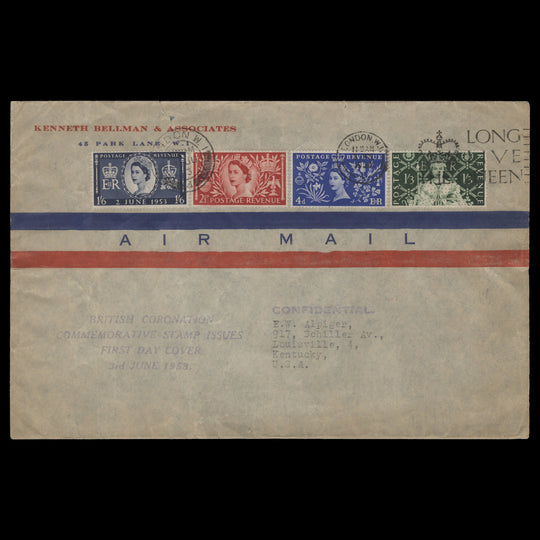 Great Britain 1953 Coronation first day cover, LONDON W1