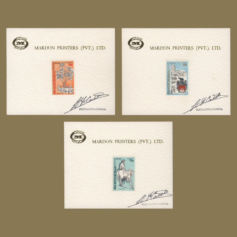 Rhodesia 1968 Matabeleland Anniversary signed presentation cards