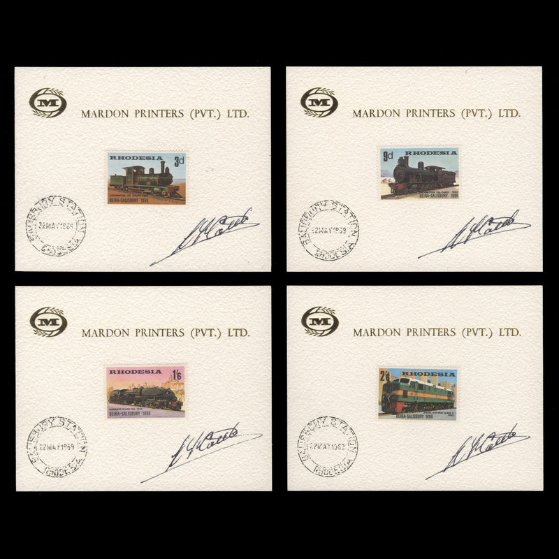 Rhodesia 1969 Beira-Salisbury Railway signed presentation cards