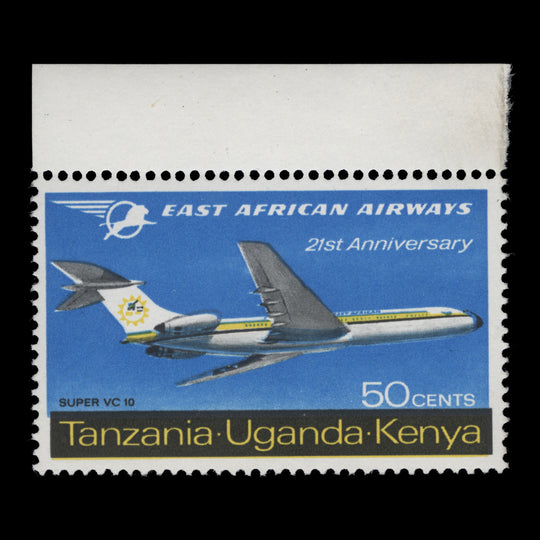 Kenya Uganda Tanzania 1967 (Variety) 50c East African Airways missing red