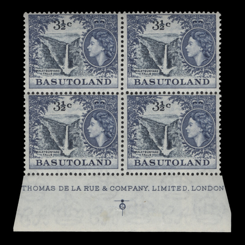 Basutoland 1962 (MNH) 3½c Maletsunyane Falls imprint block