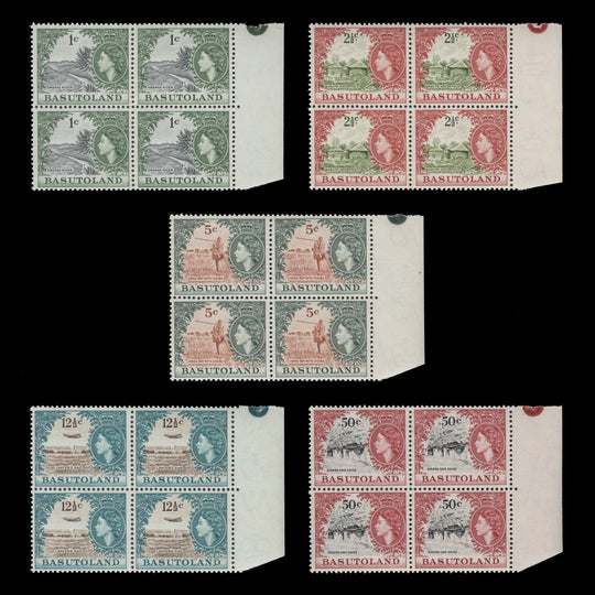 Basutoland 1964 (MNH) Decimal Definitives blocks, St Edward's crown watermark