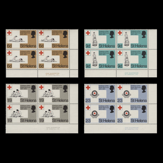 Saint Helena 1970 (MNH) Red Cross Centenary imprint blocks