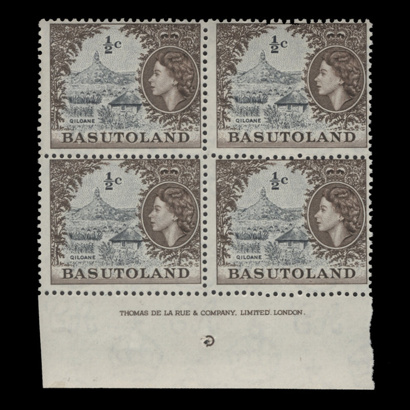 Basutoland 1962 (MNH) ½d Qiloane imprint block