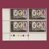 Saint Helena 1970 (Variety) 4d Dickens Centenary plate block with purple triple