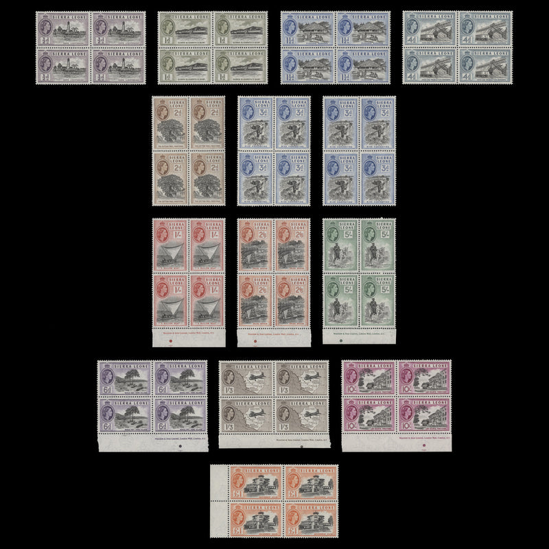 Sierra Leone 1956-61 (MNH) Definitives blocks