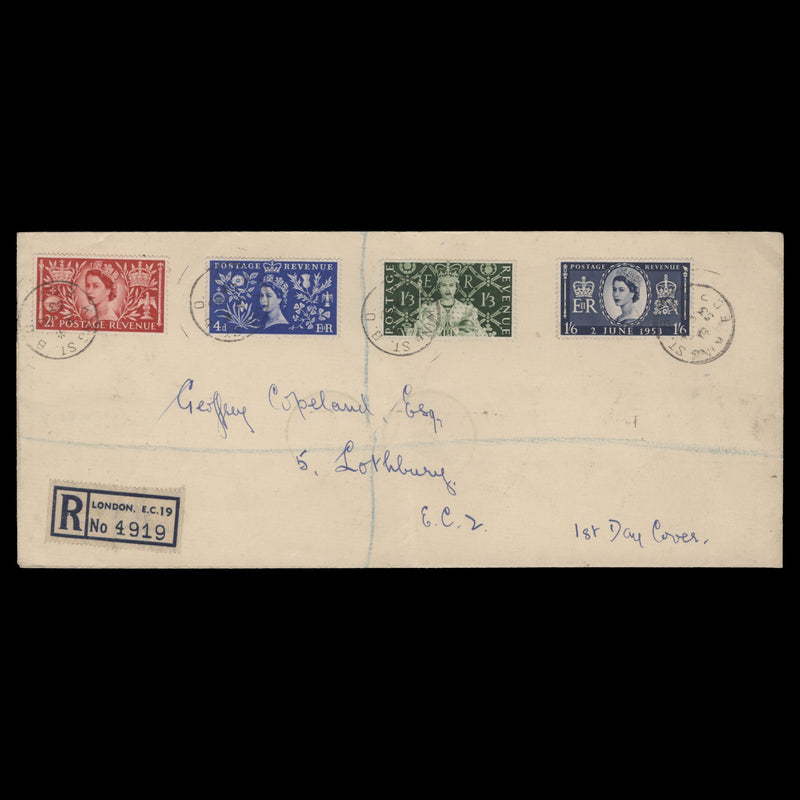 Great Britain 1953 Coronation first day cover, KING ST