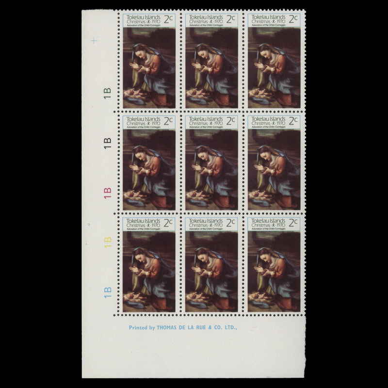 Tokelau 1970 (MNH) 2c Christmas imprint/plate block